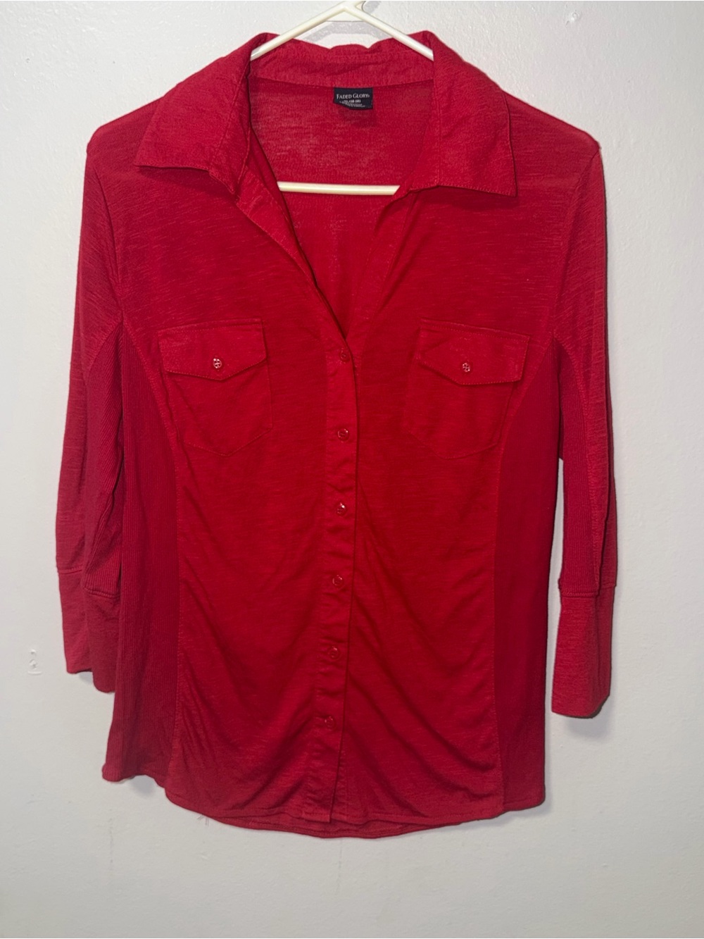 Faded Glory Bright Red Button-Front Women's Shirt